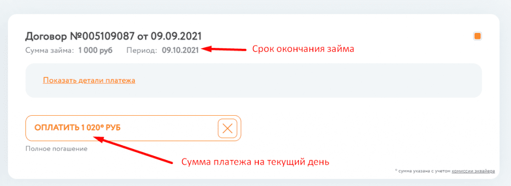 Отличные Наличные: узнать сумму и дату оплаты
